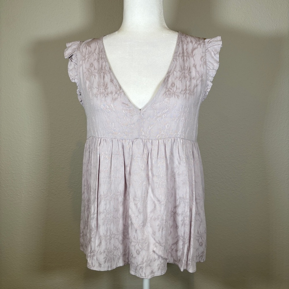 NWT Mustard Seed Light Purple Sleeveless Pull Over V Neck Blouse Size Small